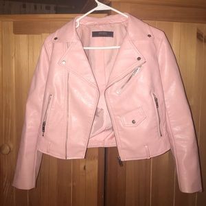 Light pink, size small, Zara leather jacket